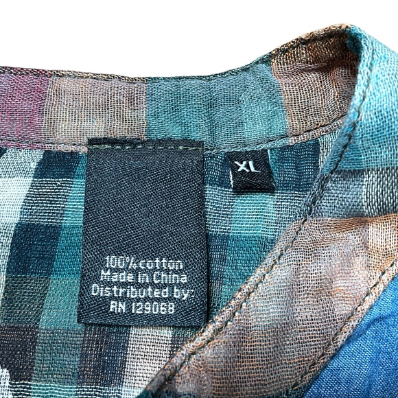 DESIGUAL Blus Sully 100% Cotton Tunic Top Roll Tab Long Sleeve w/ Waist Tie XL - Picture 6 of 12